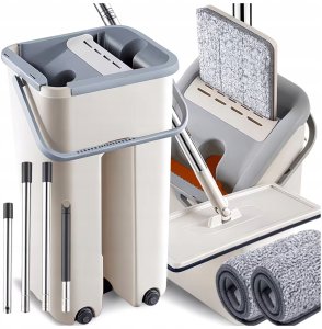 Mop Logan MOP PŁASKI 33CM 3 WKŁADY DWUKOMOROWE WIADRO 2