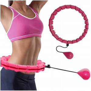 Springos HULA HOP Z OBCIĄŻENIEM Z WYPUSTKAMI SKŁADANE RÓŻOWY FIT+ PRO 11