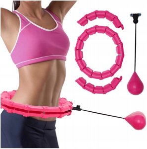 Springos HULA HOP Z OBCIĄŻENIEM Z WYPUSTKAMI SKŁADANE RÓŻOWY FIT+ PRO 3
