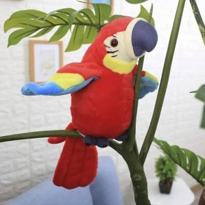Anek Maskotka interaktywna papuga czerwona 21 cm dźwiękowa ruchowa 2