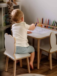 OBUBU Krzesełko dla dzieci Miś białe 5