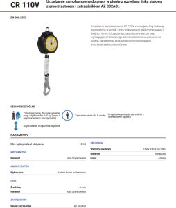 Protekt Cr 110V Urządzenie Samohamowne Linka Amortyzator Zatrzaśnik Lina 8M Protekt Protekt Cr110V_2Sibz_8.0_Bk|Wg 5906800651099 3