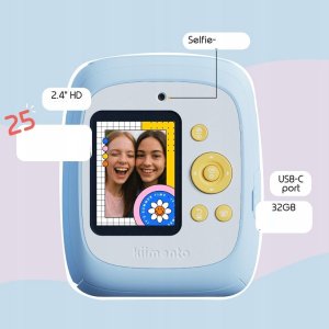 4CV Mobile Aparat Natychmiastowy + Cyfrowy 48mp 1080p Drukarka Dla Dzieci + Karta 32gb / P2 Sky Blue / Niebieski 5