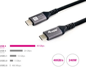 Kabel USB Equip Equip 128380 kabel USB USB4 Gen 3x2 0,5 m USB C Czarny 5
