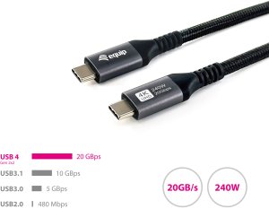 Kabel USB Equip Equip 128384 kabel USB USB4 Gen 2x2 3 m USB C Czarny 5