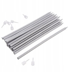 Party Deco Świeczki urodzinowe Długie 12 szt. 14,5 cm (ORION Srebrne z Podstawkami) 2