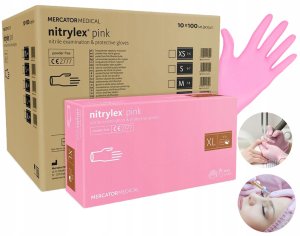 Mercator Medical Rękawice Nitrylowe 100 szt. 10-XL Nitrylex Pink - 10 szt. 12