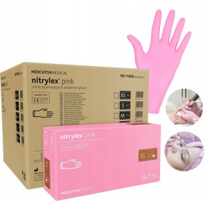 Mercator Medical Rękawice Nitrylowe 100 szt. 10-XL Nitrylex Pink - 10 szt. 10