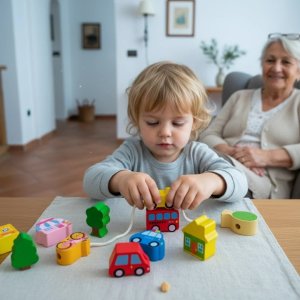 Kabi Drewniana nawlekanka dla dzieci Miasto 17 el. - Kabi 3+ EDUKAMP 3