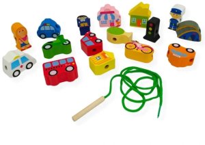 Kabi Drewniana nawlekanka dla dzieci Miasto 17 el. - Kabi 3+ EDUKAMP 4