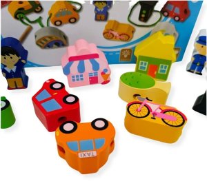 Kabi Drewniana nawlekanka dla dzieci Miasto 17 el. - Kabi 3+ EDUKAMP 8