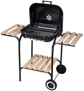 KingHoff Grill ogrodowy, węglowy, z pokrywą, z półkami i kółkami 13