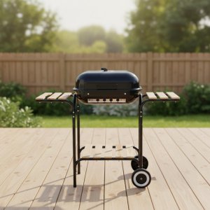 KingHoff Grill ogrodowy, węglowy, z pokrywą, z półkami i kółkami 14