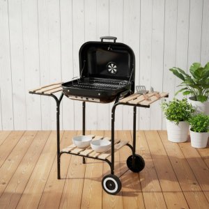 KingHoff Grill ogrodowy, węglowy, z pokrywą, z półkami i kółkami 10
