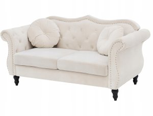 Beliani Sofa dla 2 osób SKIEN Welur Beżowy 2