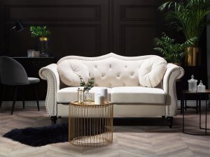 Beliani Sofa dla 2 osób SKIEN Welur Beżowy 3