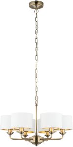 Lampa wisząca ENDON Żyrandol vintage Highclere 98936 Endon abażurowy biały mosiądz 2