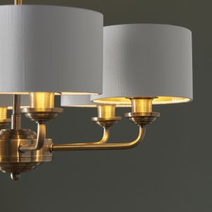 Lampa wisząca ENDON Żyrandol vintage Highclere 98936 Endon abażurowy biały mosiądz 6