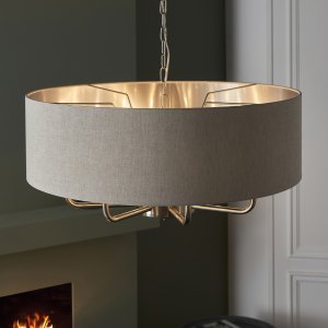 Lampa wisząca ENDON Żyrandol do salonu Highclere 99152 Endon łańcuch klasyczny beż chrom 3
