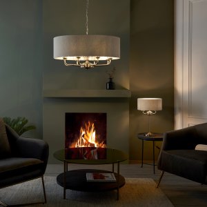 Lampa wisząca ENDON Żyrandol do salonu Highclere 99152 Endon łańcuch klasyczny beż chrom 4