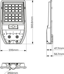Milagro Lampa zewnętrzna Via EKO9093* Ekolight LED 50W 6000K solarna IP65 czarna 8