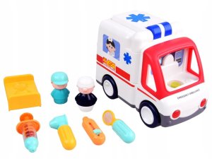 Jokomisiada Interaktywne Autko Ambulans + akcesoria z ludzikami Dźwięk Światło ZA4540 9