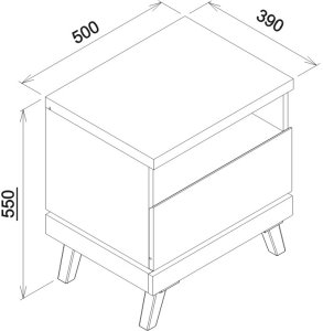 BogFran Szafka nocna z szufladą Stolik Nakastlik 50 cm dąb kamienny czarny ATE AT16 2