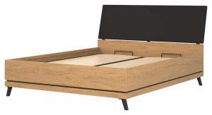 BogFran Łóżko z pojemnikiem 160x200 dwuosobowe dąb kamienny czarny ATE AT15 3