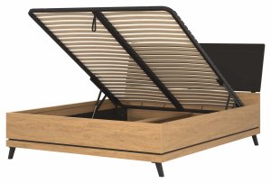 BogFran Łóżko z pojemnikiem 160x200 dwuosobowe dąb kamienny czarny ATE AT15 4