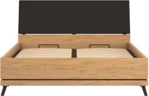 BogFran Łóżko z pojemnikiem 160x200 dwuosobowe dąb kamienny czarny ATE AT15 5