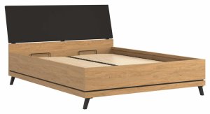 BogFran Łóżko z pojemnikiem 160x200 dwuosobowe dąb kamienny czarny ATE AT15 7