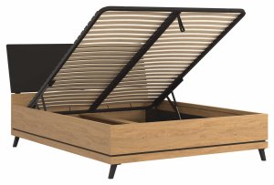 BogFran Łóżko z pojemnikiem 160x200 dwuosobowe dąb kamienny czarny ATE AT15 8