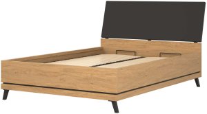 BogFran Łóżko z pojemnikiem 140x200 dwuosobowe dąb kamienny czarny ATE AT15 3