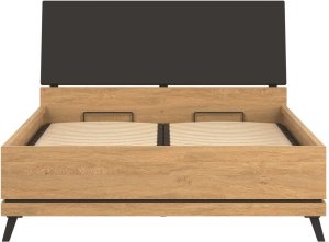 BogFran Łóżko z pojemnikiem 140x200 dwuosobowe dąb kamienny czarny ATE AT15 5
