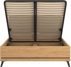 BogFran Łóżko z pojemnikiem 140x200 dwuosobowe dąb kamienny czarny ATE AT15 6