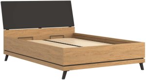 BogFran Łóżko z pojemnikiem 140x200 dwuosobowe dąb kamienny czarny ATE AT15 7