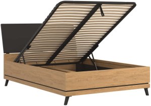 BogFran Łóżko z pojemnikiem 140x200 dwuosobowe dąb kamienny czarny ATE AT15 8