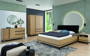 BogFran Łóżko z pojemnikiem 180x200 dwuosobowe dąb kamienny czarny ATE AT15 11