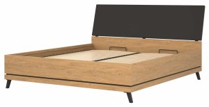 BogFran Łóżko z pojemnikiem 180x200 dwuosobowe dąb kamienny czarny ATE AT15 3