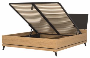 BogFran Łóżko z pojemnikiem 180x200 dwuosobowe dąb kamienny czarny ATE AT15 4