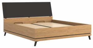 BogFran Łóżko z pojemnikiem 180x200 dwuosobowe dąb kamienny czarny ATE AT15 7
