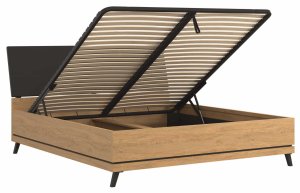 BogFran Łóżko z pojemnikiem 180x200 dwuosobowe dąb kamienny czarny ATE AT15 8