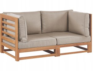 Beliani Sofa ogrodowa dla 2 osób TRANI Modułowy Certyfikowane drewno akacjowe Jasnobrązowy 2