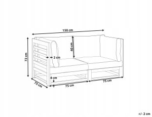 Beliani Sofa ogrodowa dla 2 osób TRANI Modułowy Certyfikowane drewno akacjowe Jasnobrązowy 3