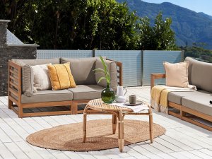 Beliani Sofa ogrodowa dla 2 osób TRANI Modułowy Certyfikowane drewno akacjowe Jasnobrązowy 4