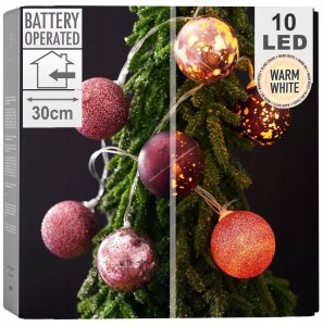 Lampki choinkowe Decorative Lighting Lampki Bombki Świecące 10 led Fioletowe 4 cm ORION na Baterie 2