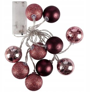 Lampki choinkowe Decorative Lighting Lampki Bombki Świecące 10 led Fioletowe 4 cm ORION na Baterie 3