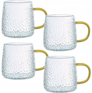 Orion SZKLANKI 4 X 350 ML ŻŁOBIONYCH Z UCHEM MUSZTARDOWE 4