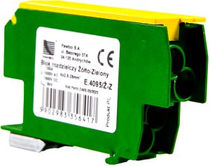 Pawbol Blok rozdzielczy Pawbol E.4095/Ż-Z 4x2,5-25 mm2/4x2,5-16 mm2 żółty/zielony 3