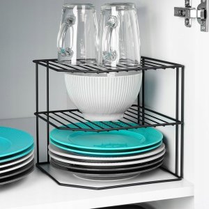 Vilde Półka Kuchenna Metalowa Czarna Narożna Loft 3-Poziomowa VILDE 22x22x21 cm 2